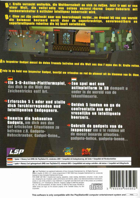 Inspecteur Gadget - L'invasion Des Robots Mad - Dos
