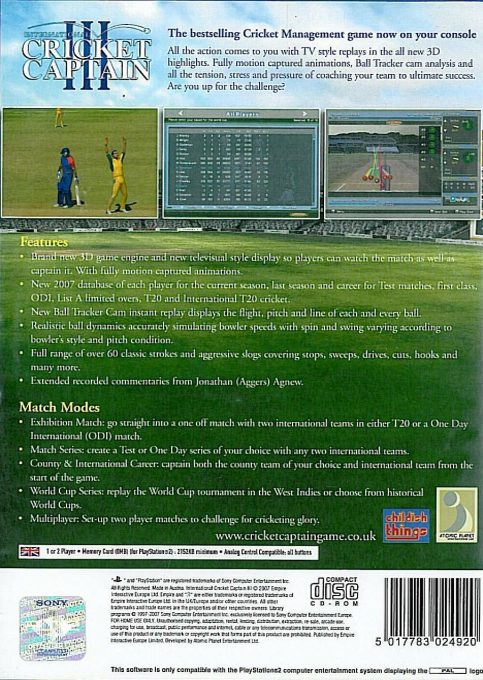 International Cricket Captain 3 dos