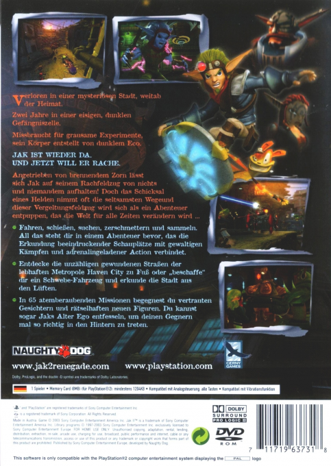 Jak II : Hors la Loi - Dos