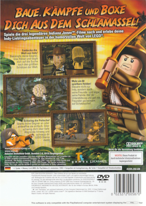 LEGO Indiana Jones : La Trilogie Originale - Dos