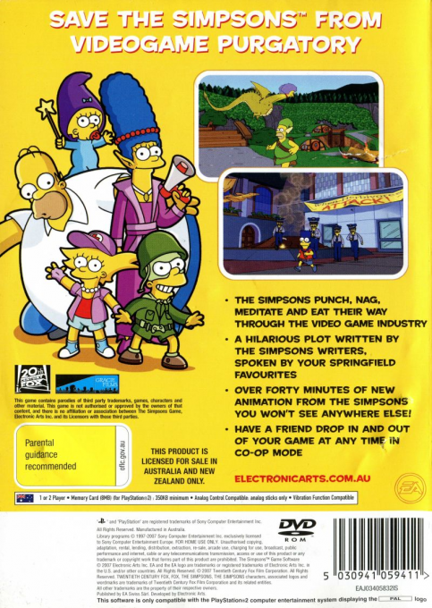 Les Simpson : Le Jeu - Dos