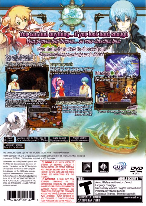 Mana Khemia 2 : Fall of Alchemy dos