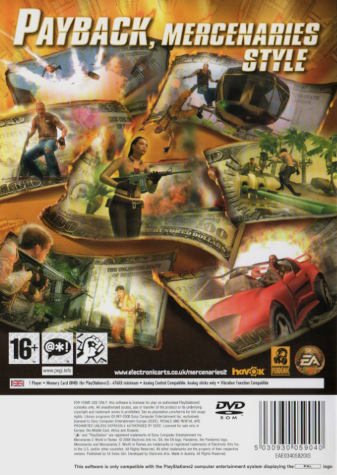 Mercenaries 2 : L'enfer des Favelas - Dos