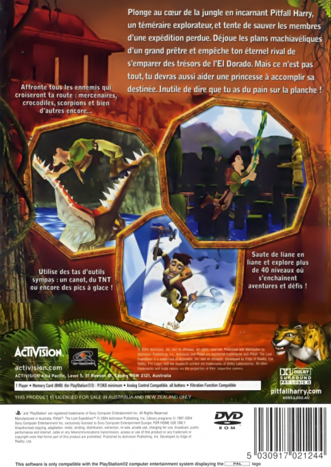 Pitfall : L'expédition Perdue - Dos