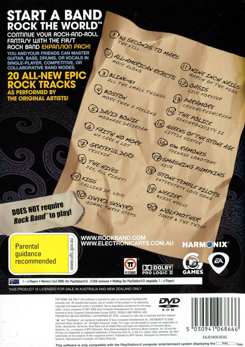 Rock Band : Track Pack Volume 1 - Dos