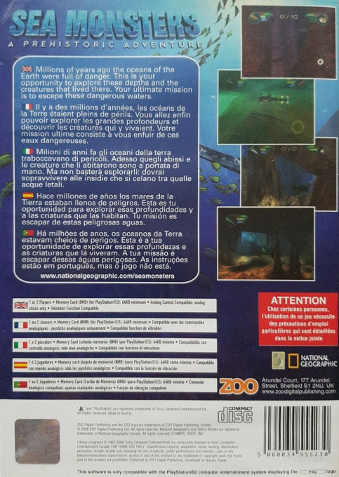 Sea Monsters : A Prehistoric Adventure - Dos