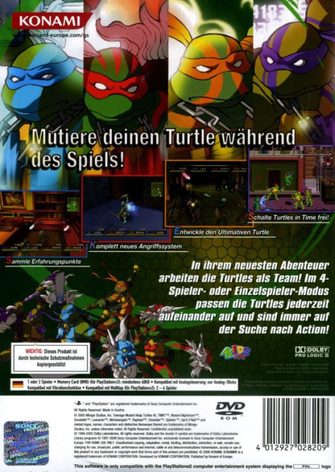 Teenage Mutant Ninja Turtles 3 : Mutant Nightmare - Dos