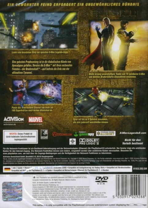 X-Men LegX-Men Legends II : L'Avènement D'Apocalypsends 2 : L'avenement D'Apocalypse - Dos