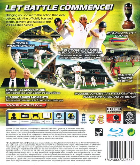 Ashes Cricket 2009 - Dos