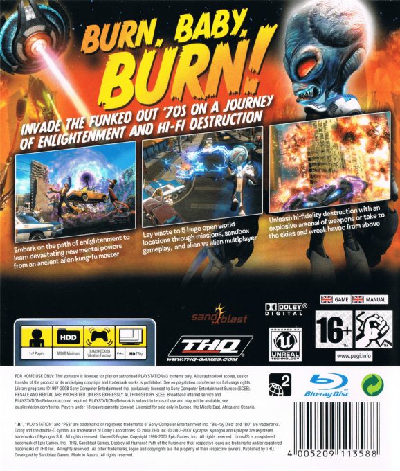 Destroy All Humans ! En Route vers Paname ! dos