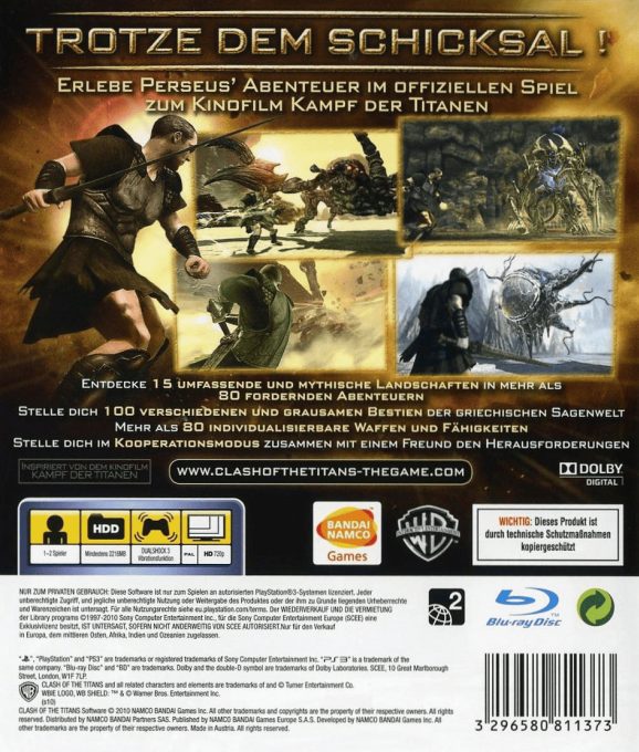 Le Choc des Titans : Le Jeu Vidéo - Dos