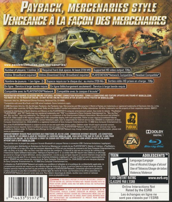 Mercenaries 2 : L'Enfer Des Favelas - Dos