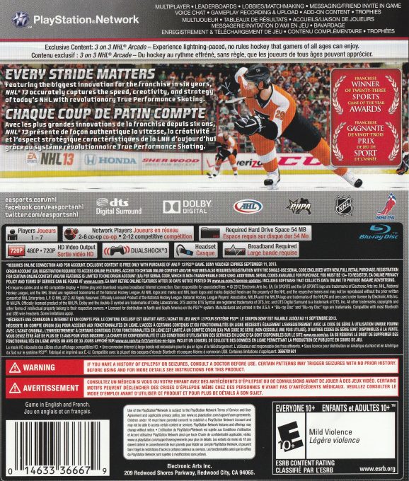 Nhl 13 dos