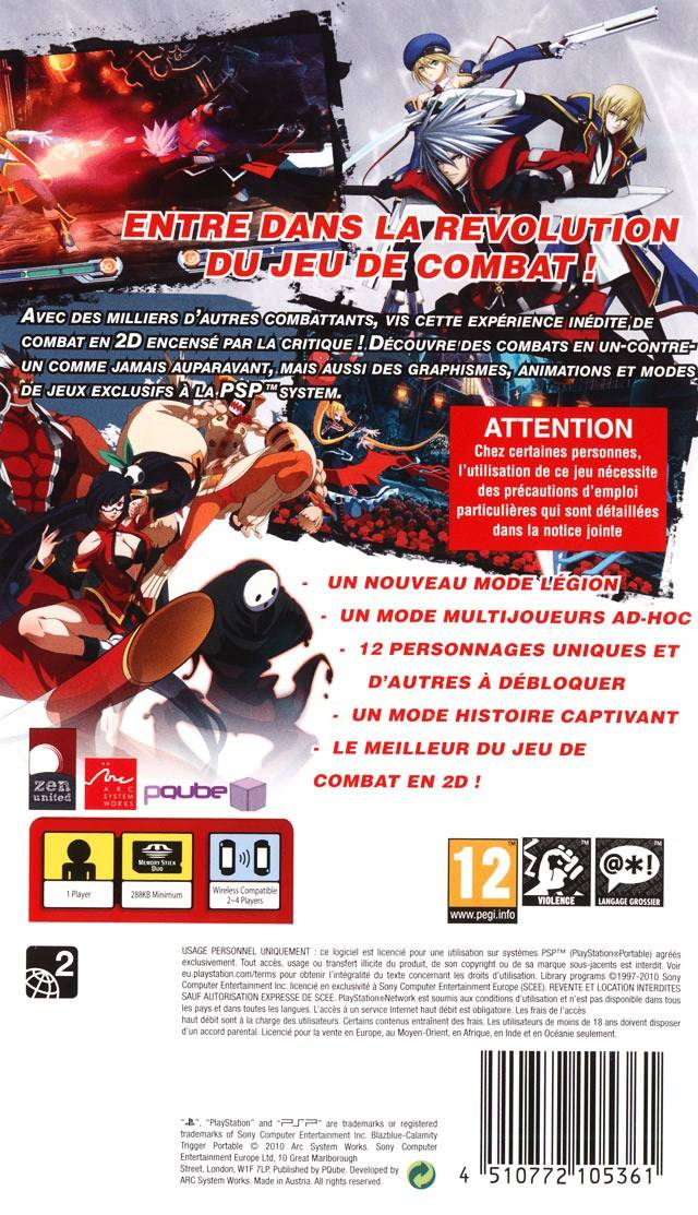 BlazBlue : Calamity Trigger Portable - Dos