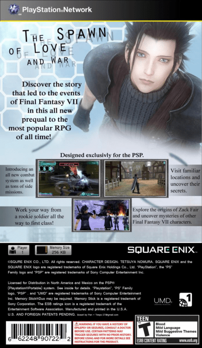 Crisis Core : Final Fantasy VII - Dos