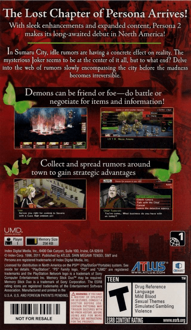 Shin Megami Tensei : Persona 2, Innocent Sin - Dos