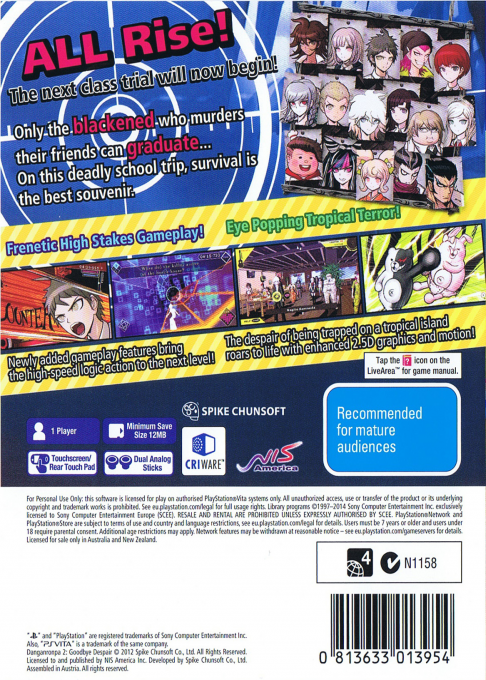 Danganronpa 2 : Goodbye Despair - Dos