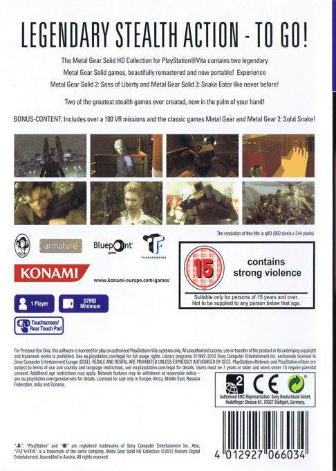 Metal Gear Solid HD Collection dos