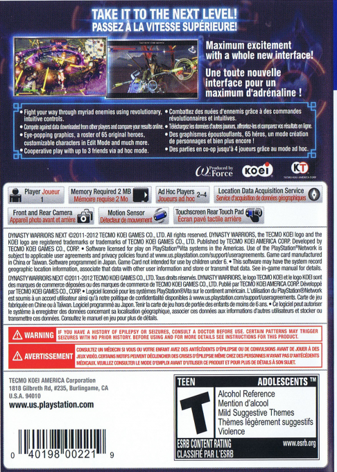 Dynasty Warriors Next - Dos