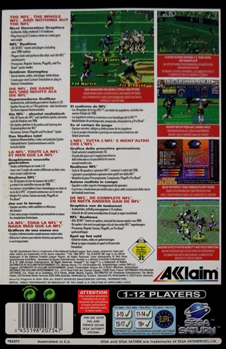 NFL Quarterback Club 97 dos