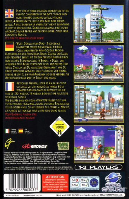 Rampage : World Tour - Dos