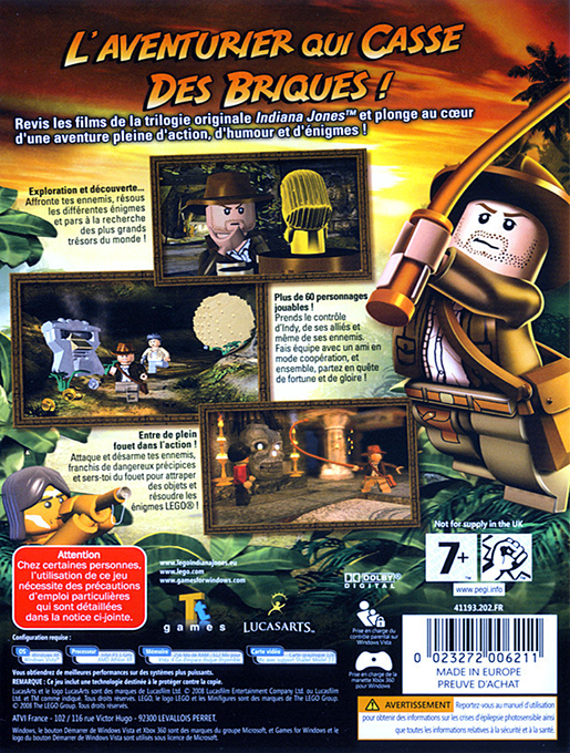 LEGO Indiana Jones : La Trilogie Originale - Dos