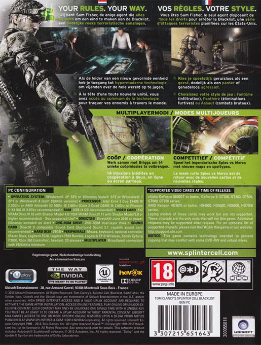 Tom Clancy's Splinter Cell: Blacklist - Dos