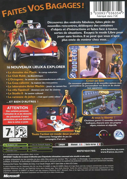 Les Sims : Permis De Sortir - Dos