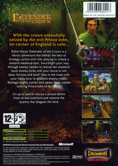 Robin Hood : Defender of the Crown - Dos