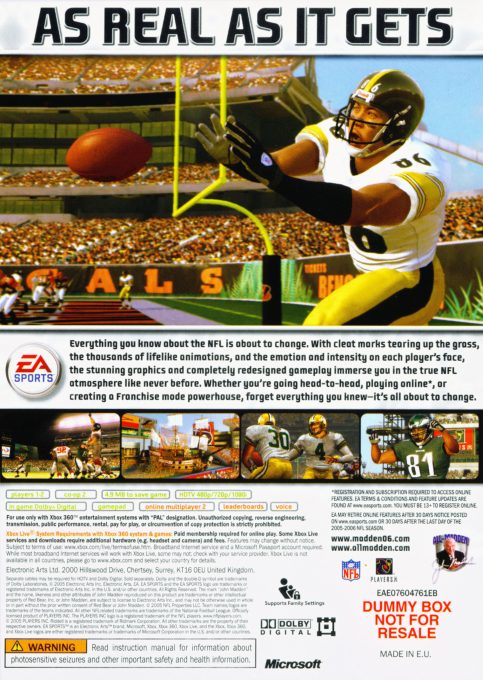 Madden NFL 06 - Dos