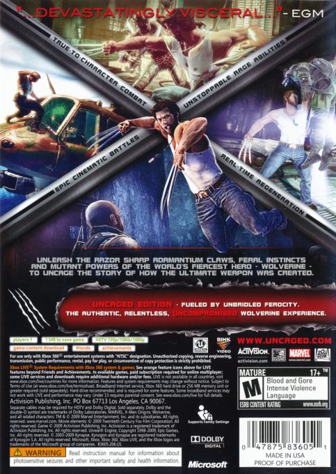 X-Men Origins : Wolverine - Dos