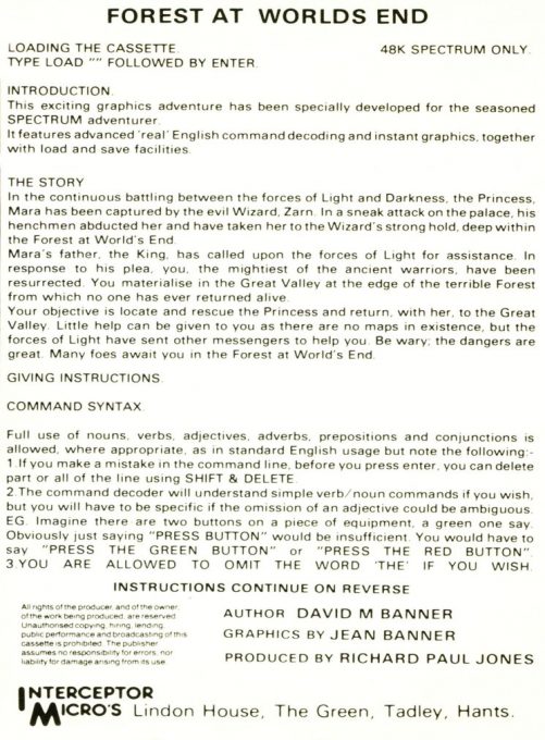 Forest At World's End, The - Dos