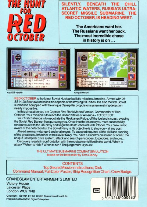 Hunt For Red October, The - The Book - Dos