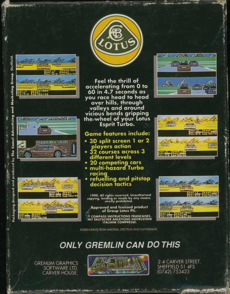 Lotus Esprit Turbo Challenge - Dos