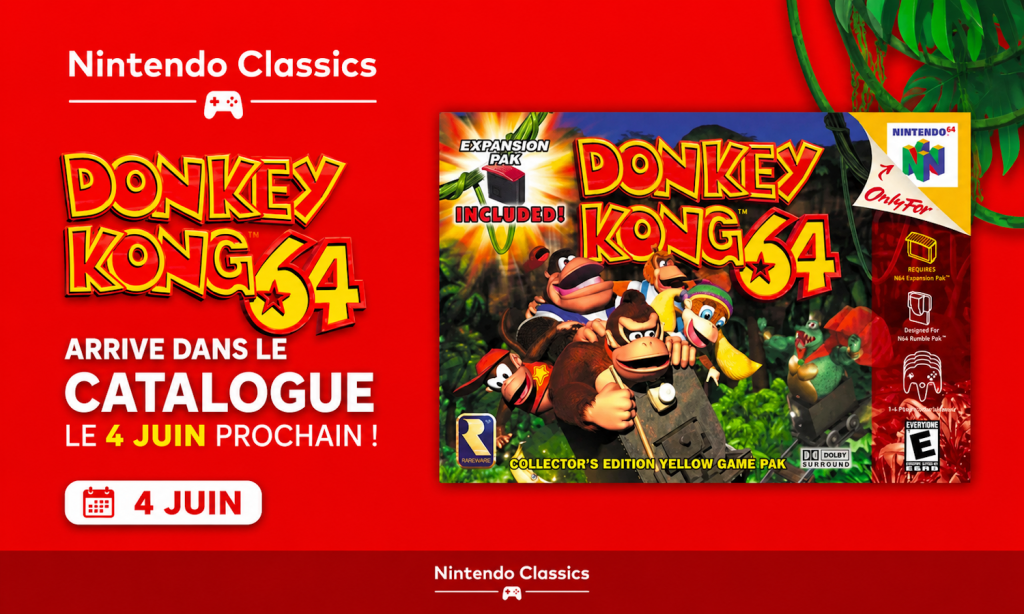 Donkey Kong 64 rejoint Nintendo Switch Online le 4 juin 2026